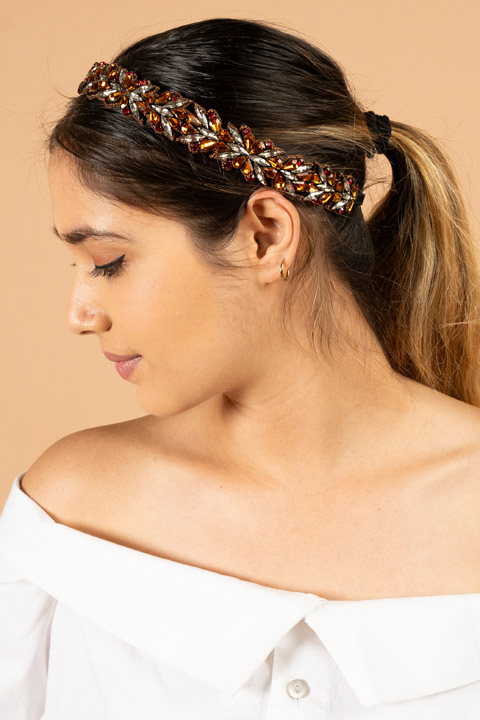 Orange and Bronze Embellished Head Band