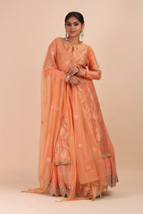 Orange Chanderi Anarkali Set5149_video