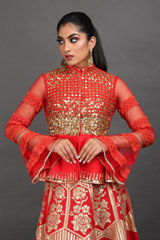 Flaming Red Peplum LehengaIMG_7844