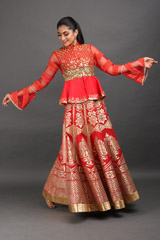 Flaming Red Peplum Lehenga