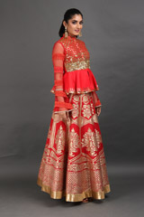 Flaming Red Peplum LehengaIMG_7850