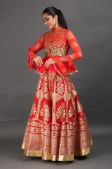 Flaming Red Peplum LehengaIMG_7851