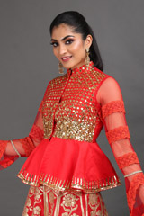 Flaming Red Peplum LehengaIMG_7852