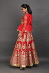 Flaming Red Peplum LehengaIMG_7856