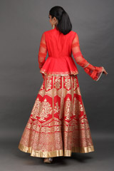 Flaming Red Peplum LehengaIMG_7857