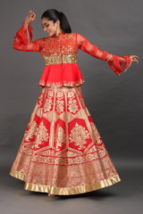 Flaming Red Peplum LehengaIMG_7858