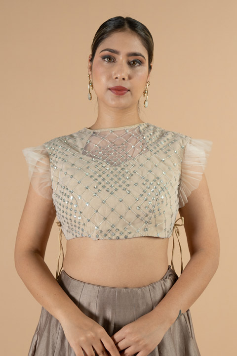Beige Embellished Blouse
