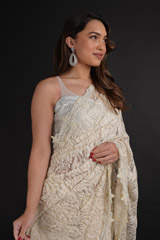 Ivory Embroidered SareeDSC06050