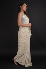 Ivory Embroidered SareeDSC06051