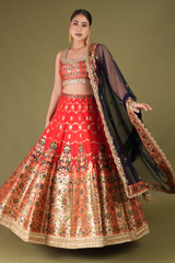 Banarasi Lehenga Set With Mirror Work