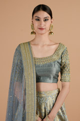 Cement Grey Banarasi Lehenga_DTR4543-1