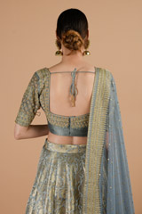 Cement Grey Banarasi Lehenga_DTR4553