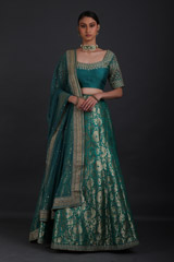 Teal Blue Banarasi Lehenga5168_video