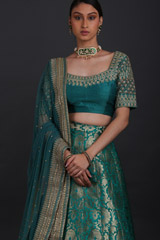 Teal Blue Banarasi LehengaIMG_1721