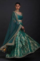 Teal Blue Banarasi LehengaIMG_1733
