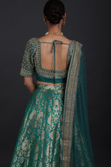 Teal Blue Banarasi LehengaIMG_1738
