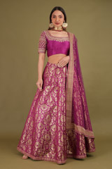 Magenta Banarasi Lehenga