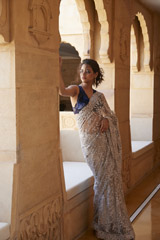 Grey Embroidered Saree1