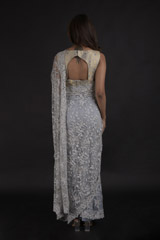 Grey Embroidered Saree_DTR0408