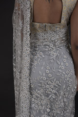 Grey Embroidered Saree_DTR0409