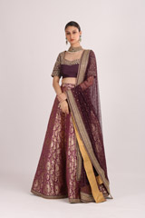 Dark Purple Banarasi Lehenga