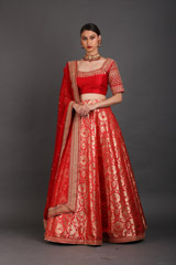 Red Banarasi Lehenga