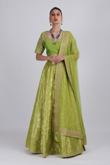 Green Banarasi Lehenga