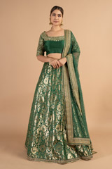 Dark Green Banarasi LehengaDSC01166