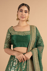 Dark Green Banarasi LehengaDSC01167