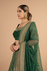 Dark Green Banarasi LehengaDSC01169