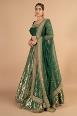 Dark Green Banarasi LehengaDSC01170