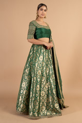 Dark Green Banarasi LehengaDSC01171