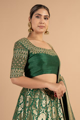 Dark Green Banarasi LehengaDSC01172