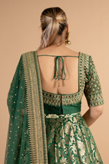 Dark Green Banarasi LehengaDSC01174