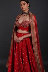 Reddish Pink Raw Silk LehengaIMG_1684