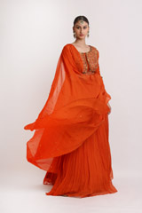 Burnt Orange Chiffon LehengaIMG_4575