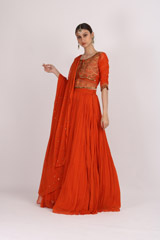 Burnt Orange Chiffon LehengaIMG_4577