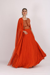 Burnt Orange Chiffon LehengaIMG_4581