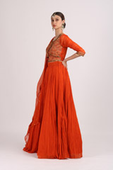 Burnt Orange Chiffon LehengaIMG_4588