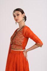 Burnt Orange Chiffon LehengaIMG_4590