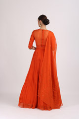 Burnt Orange Chiffon LehengaIMG_4603