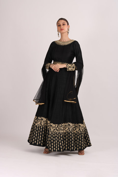Black Embroidered Gown