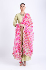 Green Anarkali With Pink Lehariya Dupatta5180_video
