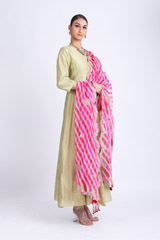 Green Anarkali With Pink Lehariya DupattaIMG_7821