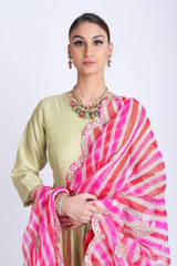 Green Anarkali With Pink Lehariya DupattaIMG_7827