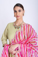 Green Anarkali With Pink Lehariya DupattaIMG_7830