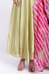 Green Anarkali With Pink Lehariya DupattaIMG_7841