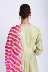 Green Anarkali With Pink Lehariya DupattaIMG_7852