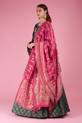 Teal Zari Embroidered LehengaDSC03606