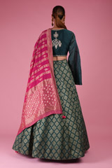 Teal Zari Embroidered LehengaDSC03608